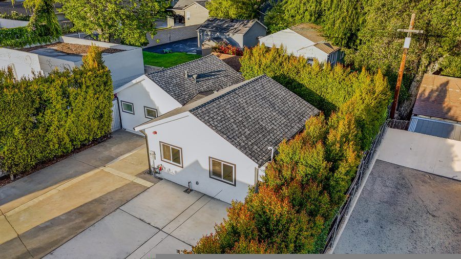 Property 2 aerial drone view - completed residential construction Los Angeles
