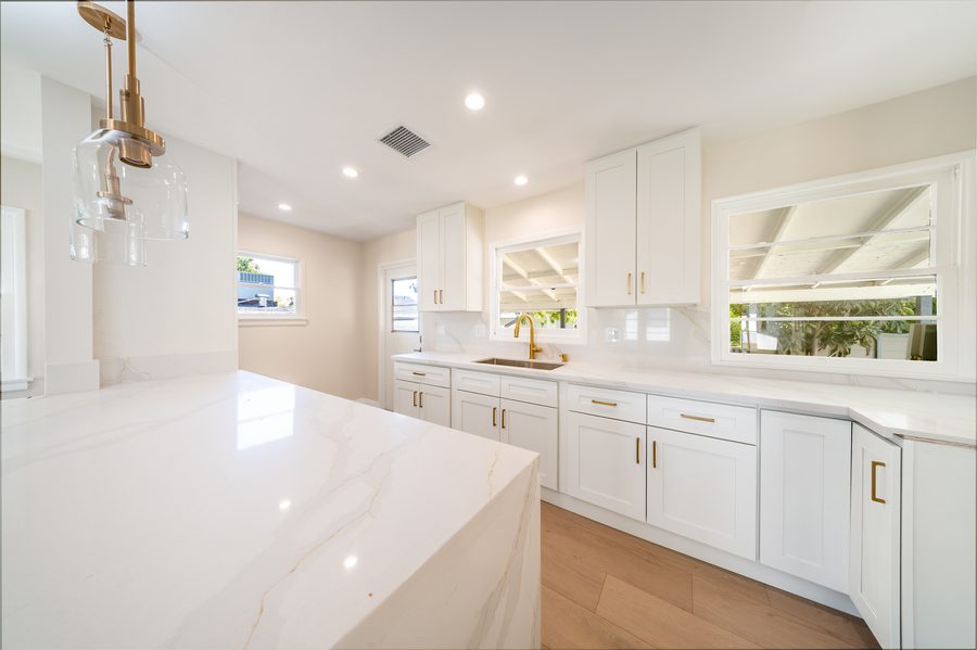 Full kitchen and living space in new construction - Nazerian Builders Los Angeles